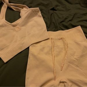 Bo+tee yellow sport bra and shorts bundle: Size M for both